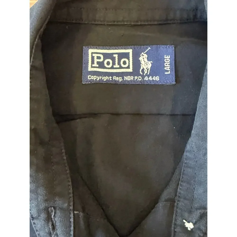 POLO Ralph Lauren Black S/S Button Down Casual Shirt Men size L